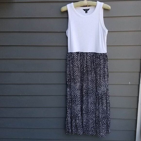 Simply Vera Ribbed Tank Maxi Dress with Black print ruffle bottom size Med - Picture 1 of 7